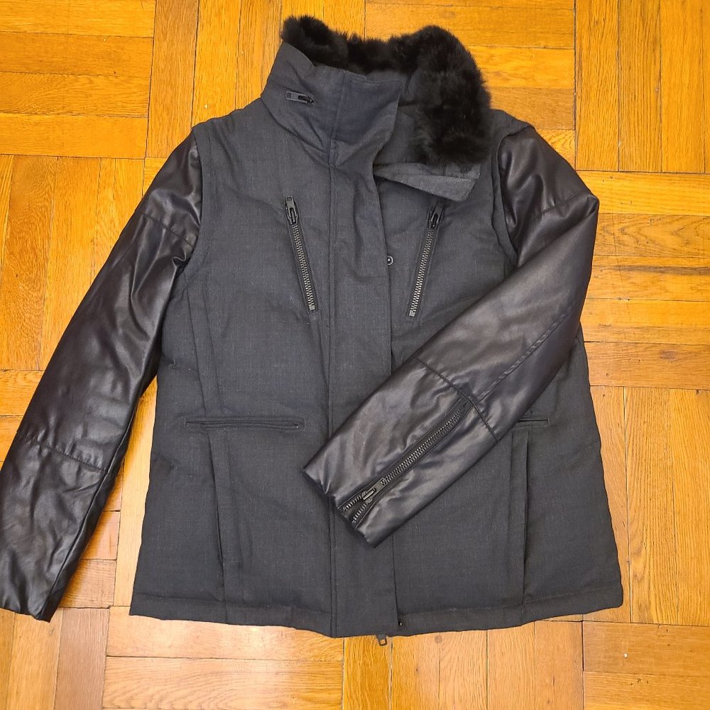 The Kooples puffer jacket/vest mixed media EUC L